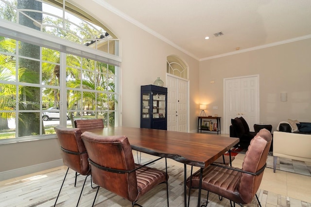 218 Egret Ct, Weston, FL 33327 - dining area with ornamental molding, baseboards, and recessed lighting