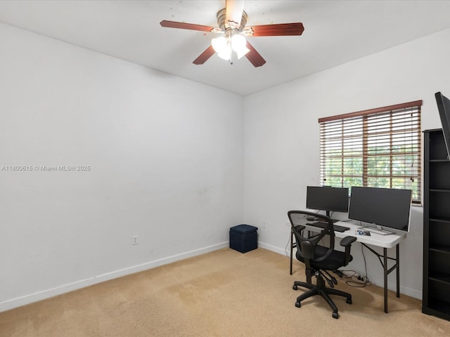 17616 SW 135th Ave, Miami, FL 33177 - carpeted home office featuring baseboards and ceiling fan