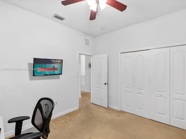 17616 SW 135th Ave, Miami, FL 33177 - unfurnished office with light colored carpet, ceiling fan, and baseboards