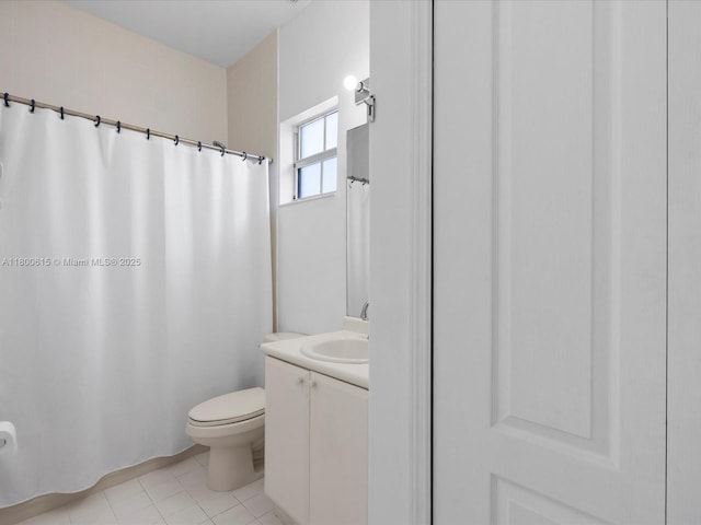 17616 SW 135th Ave, Miami, FL 33177 - full bathroom featuring toilet, tile patterned floors, vanity, and a shower with curtain