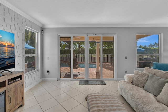1811 SW 162nd Ave, Miramar, FL 33027 - living room with plenty of natural light, crown molding, and light tile patterned flooring
