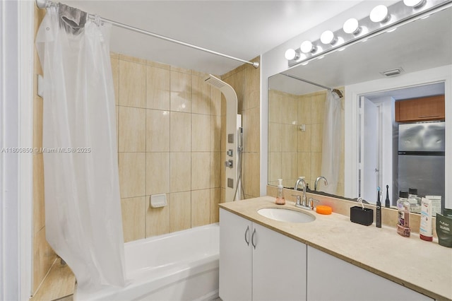 1750 N Bayshore Dr Unit 4007, Miami, FL 33132 - bathroom featuring shower / bath combination with curtain and vanity