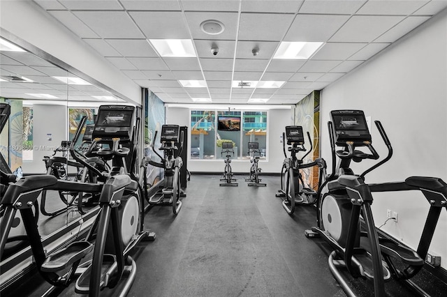 1750 N Bayshore Dr Unit 4007, Miami, FL 33132 - exercise room with a drop ceiling
