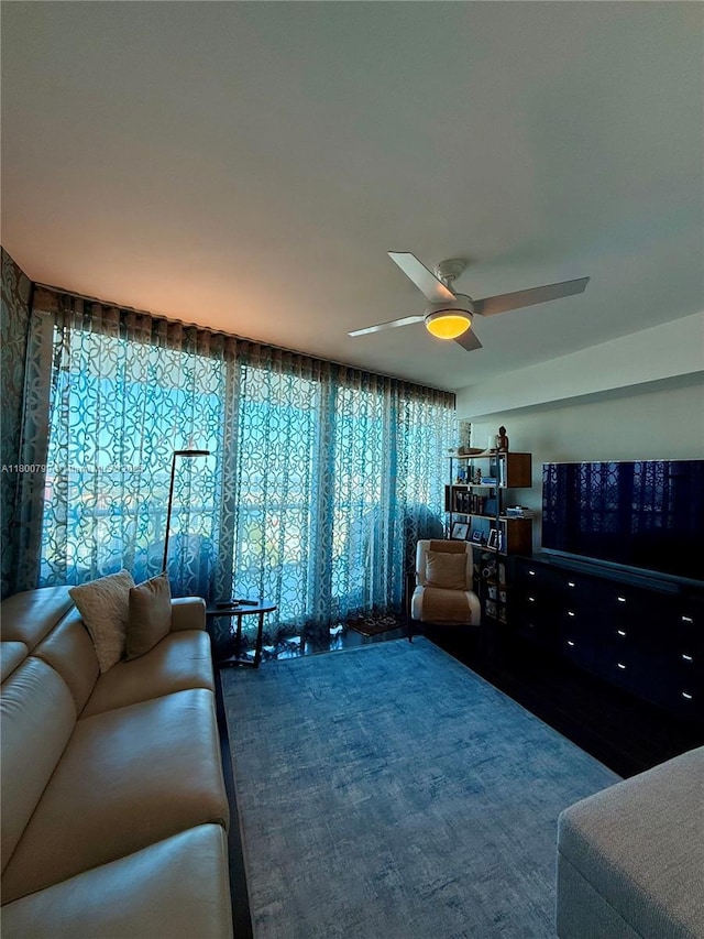 17001 Collins Ave Unit 3005, Sunny Isles Beach, FL 33160 - living room with plenty of natural light and ceiling fan