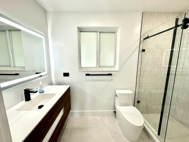 10361 NE 4th Ave, Miami Shores, FL 33138 - full bath with a stall shower, toilet, baseboards, and vanity