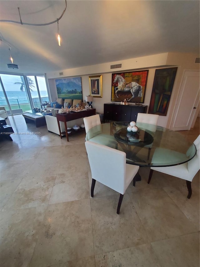 dining space with rail lighting