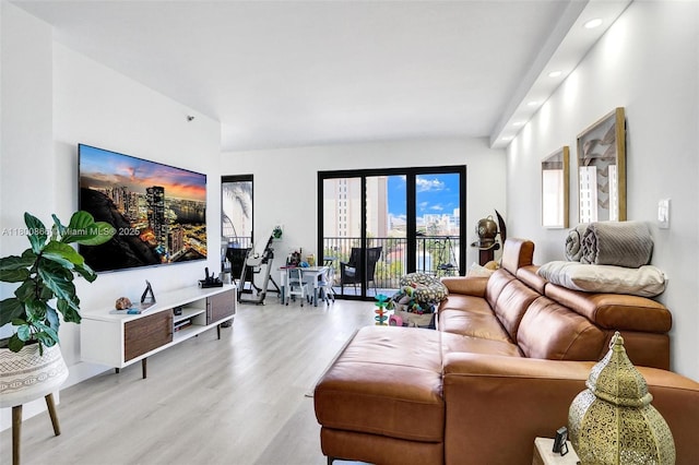 1201 S Ocean Dr Unit 404N, Hollywood, FL 33019 - living area featuring light wood-type flooring and recessed lighting