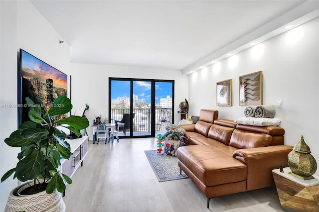 1201 S Ocean Dr Unit 404N, Hollywood, FL 33019 - living room featuring wood finished floors and recessed lighting