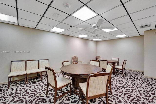1201 S Ocean Dr Unit 404N, Hollywood, FL 33019 - carpeted dining room featuring ceiling fan and a paneled ceiling