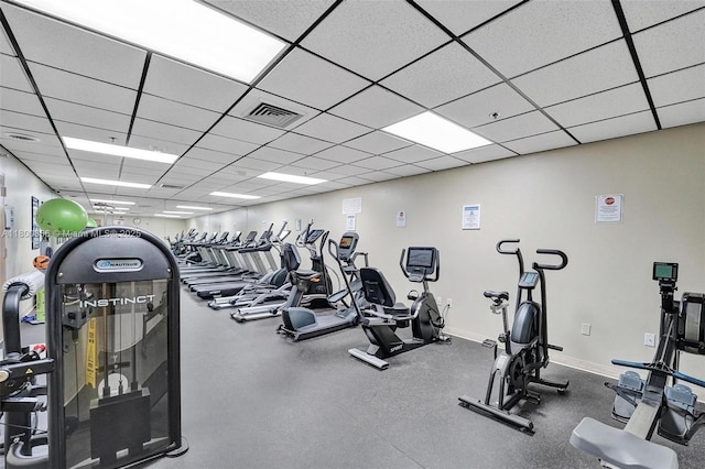 1201 S Ocean Dr Unit 404N, Hollywood, FL 33019 - gym with a paneled ceiling and baseboards