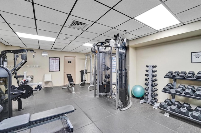 1201 S Ocean Dr Unit 404N, Hollywood, FL 33019 - exercise room with a paneled ceiling