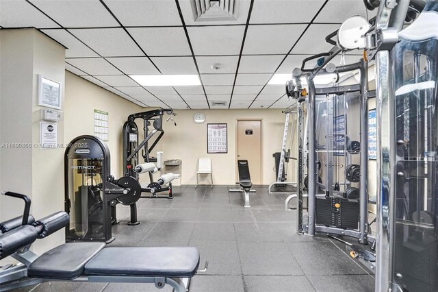 1201 S Ocean Dr Unit 404N, Hollywood, FL 33019 - exercise room with a paneled ceiling
