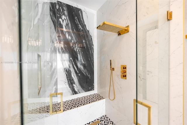 9625 Vescovato Way, Boca Raton, FL 33496 - bathroom featuring a marble finish shower