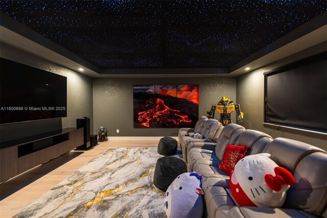 9625 Vescovato Way, Boca Raton, FL 33496 - home theater featuring wood finished floors, recessed lighting, and baseboards