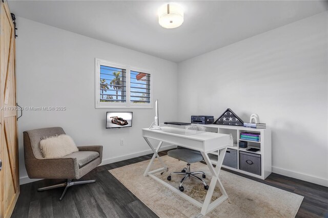 9621 SW 59th Ter, Miami, FL 33173 - office area featuring baseboards and dark wood-type flooring