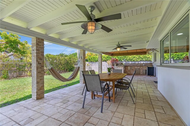 9621 SW 59th Ter, Miami, FL 33173 - view of patio / terrace with outdoor dining space, a ceiling fan, and area for grilling