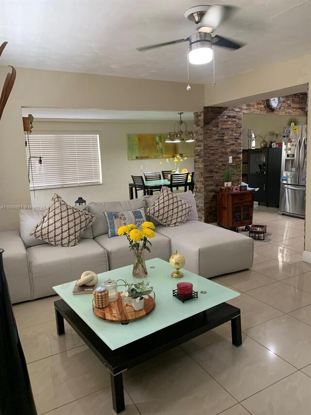 519 S 61st Ave, Hollywood, FL 33023 - living room featuring ceiling fan and light tile patterned flooring
