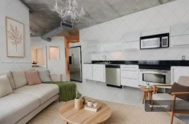 690 SW 1st Ct Unit 1227, Miami, FL 33130 - living room with tile walls and tile patterned flooring
