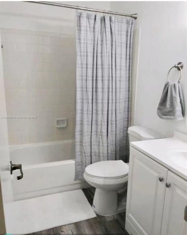 3734 NW 107th Way, Sunrise, FL 33351 - full bathroom with toilet, shower / bath combo, wood finished floors, and vanity
