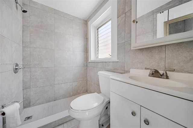 1621 Van Buren St, Hollywood, FL 33020 - full bath featuring toilet, a stall shower, vanity, and tile walls