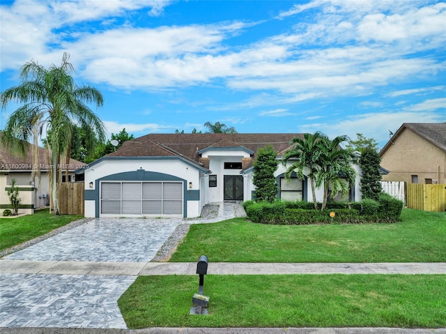 5260 NW 74th Ter, Lauderhill, FL 33319 - view of front facade with stucco siding, an attached garage, and decorative driveway