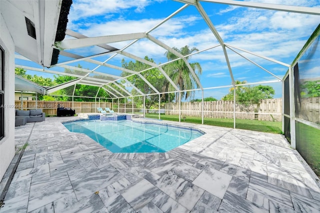 5260 NW 74th Ter, Lauderhill, FL 33319 - view of swimming pool featuring an outdoor hangout area, a fenced backyard, and a patio