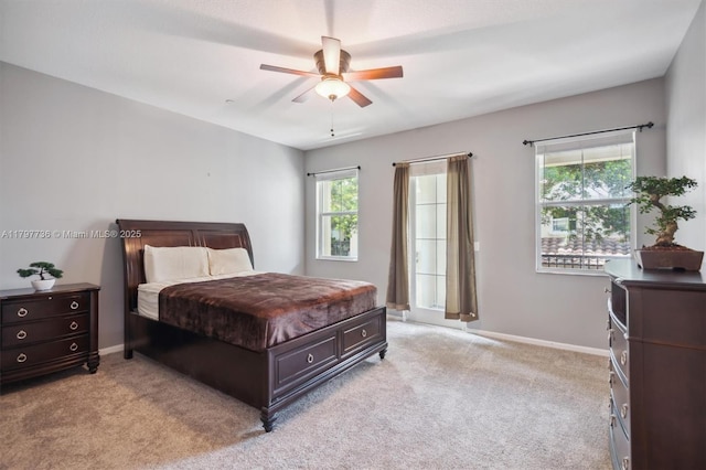 4346 Cascada Cir, Cooper City, FL 33024 - bedroom with light colored carpet, baseboards, and a ceiling fan