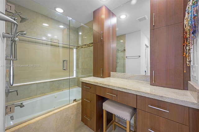 11235 Lakeview Dr Unit 13-D, Coral Springs, FL 33071 - full bathroom featuring vanity, a combined bath / shower with jetted tub, and recessed lighting