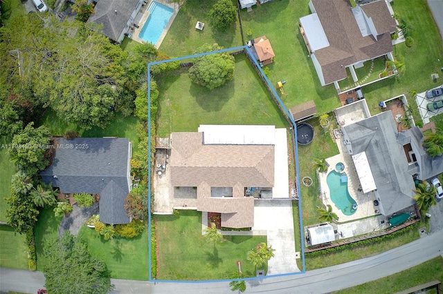 15251 SW 154th Ave, Miami, FL 33187 - aerial view of residential area featuring a pool area and property boundaries highlighted