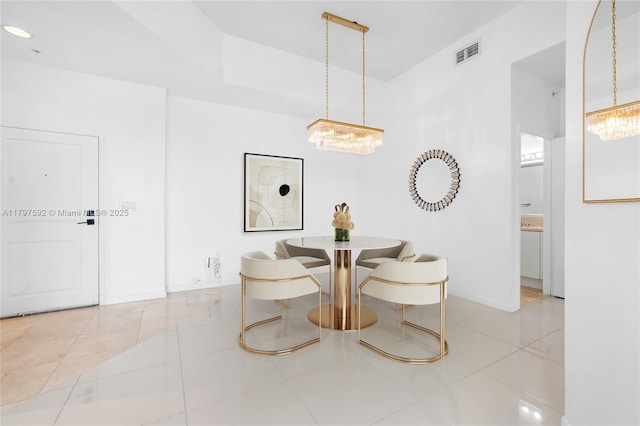 7910 Harbor Island Dr Unit 1208, North Bay Village, FL 33141 - dining space with a chandelier, tile patterned floors, and baseboards