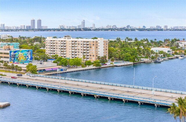 7910 Harbor Island Dr Unit 1208, North Bay Village, FL 33141 - bird's eye view of a view of skyline, a large body of water, and a notable bridge