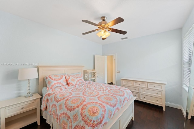 1106 NW 180th Ave, Pembroke Pines, FL 33029 - bedroom featuring dark wood-style floors, ceiling fan, and baseboards