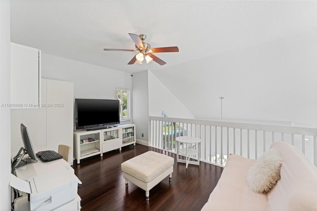 1106 NW 180th Ave, Pembroke Pines, FL 33029 - living room with ceiling fan, wood finished floors, and vaulted ceiling