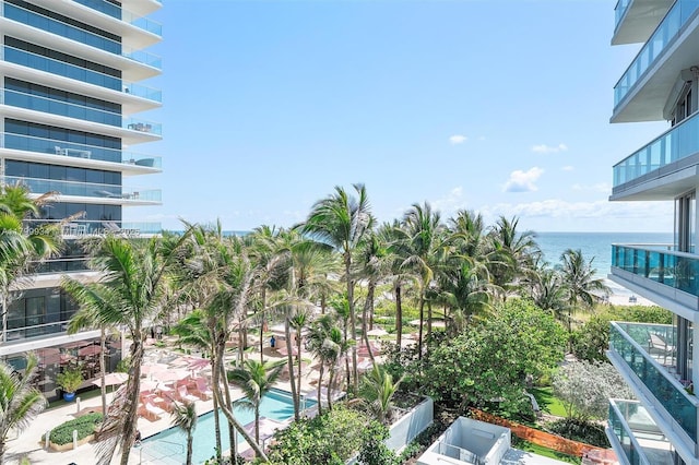 9401 Collins Ave Unit 505, Surfside, FL 33154 - balcony with a water view and view of pool