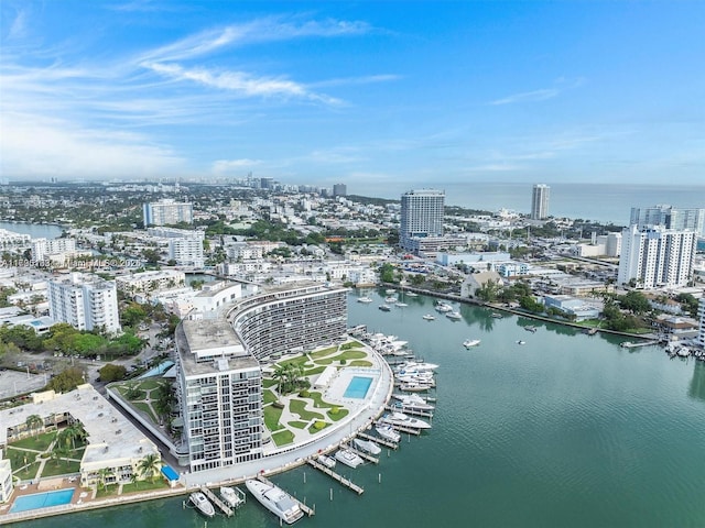 900 Bay Dr Unit 913, Miami Beach, FL 33141 - aerial view of property and surrounding area featuring nearby urban area, a nearby body of water, and a marina