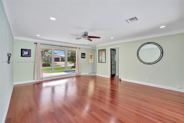 5261 NE 18th Ter, Fort Lauderdale, FL 33308 - empty room with ceiling fan, baseboards, wood finished floors, and recessed lighting
