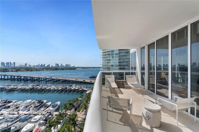 400 Alton Rd Unit 1101, Miami Beach, FL 33139 - balcony featuring a water view, a skyline view, and view of marina