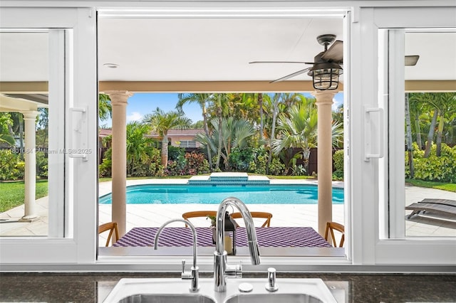 5318 Garfield St, Hollywood, FL 33021 - outdoor pool featuring a sink and ceiling fan