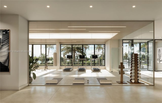 1265 SW 22nd St Unit 507, Miami, FL 33145 - building lobby with recessed lighting and expansive windows