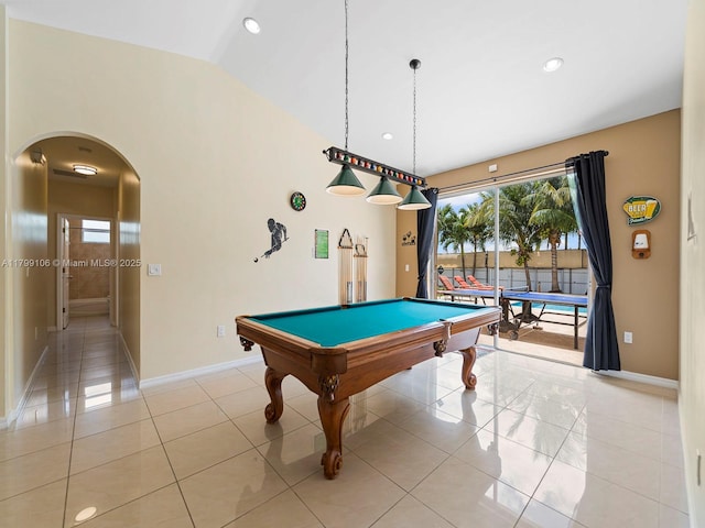 18760 SW 358th St, Homestead, FL 33034 - rec room with plenty of natural light, billiards, arched walkways, baseboards, and recessed lighting