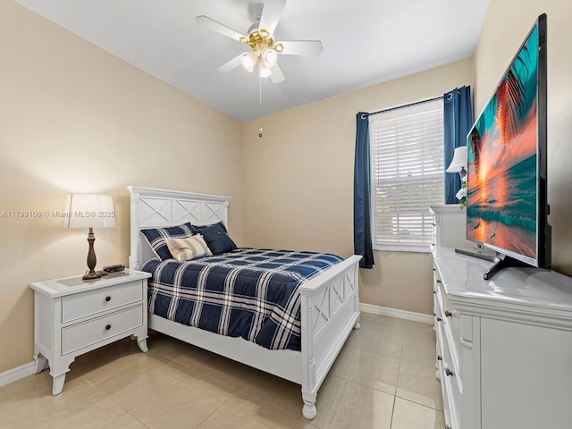 18760 SW 358th St, Homestead, FL 33034 - bedroom featuring baseboards, light tile patterned floors, and ceiling fan