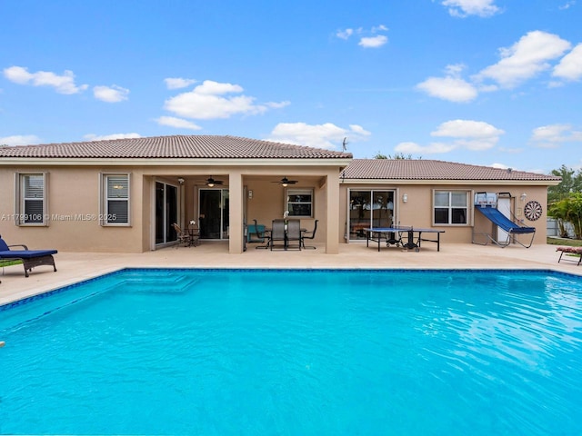 18760 SW 358th St, Homestead, FL 33034 - swimming pool featuring ceiling fan and a patio area