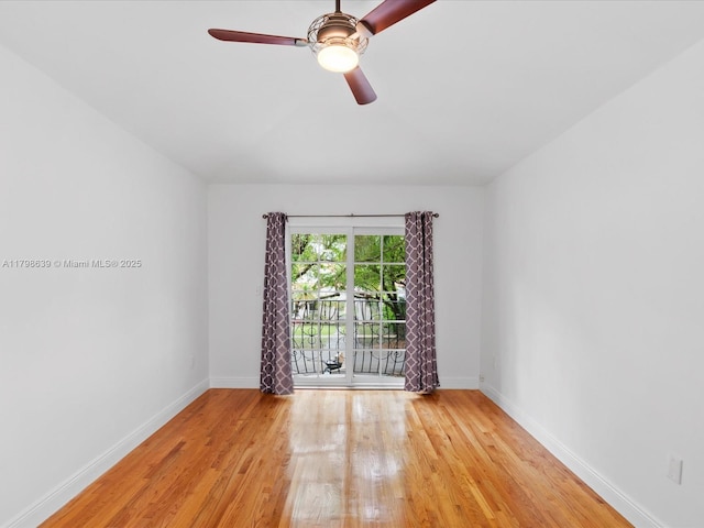 1125 Asturia Ave, Coral Gables, FL 33134 - empty room with baseboards, light wood-style flooring, and a ceiling fan