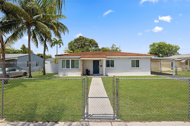 6811 SW 5th Ter, Miami, FL 33144 - ranch-style home featuring a gate, a tiled roof, and stucco siding