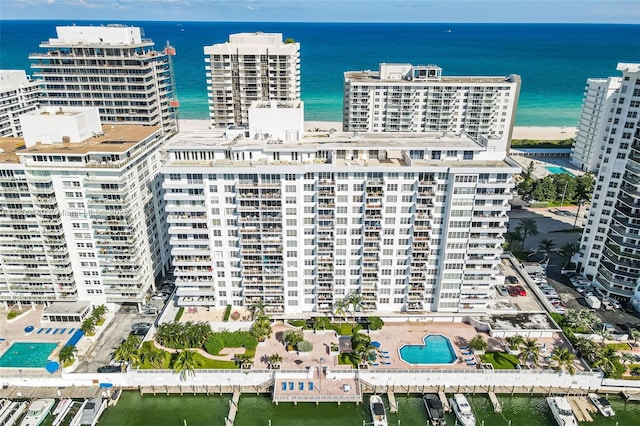 5700 Collins Ave Unit 4A, Miami Beach, FL 33140 - view of urban area featuring a nearby body of water, apartment complex, and a pool