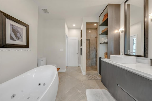 5550 N Bayshore Dr, Miami, FL 33137 - bathroom with a stall shower, a whirlpool tub, vanity, and recessed lighting
