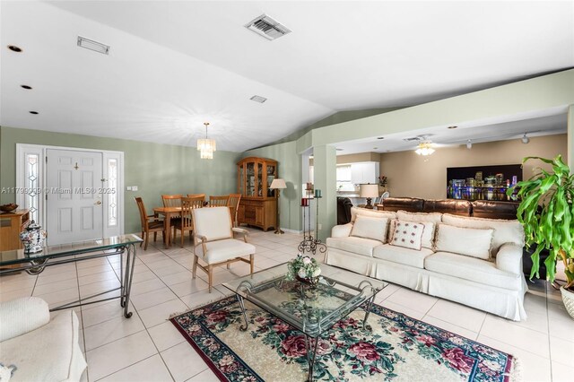 8620 SW 181st St, Palmetto Bay, FL 33157 - living room with light tile patterned floors and lofted ceiling