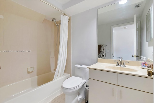 23158 Island Vw Unit 1, Boca Raton, FL 33433 - full bath with toilet, shower / bath combo, vanity, and tile patterned floors