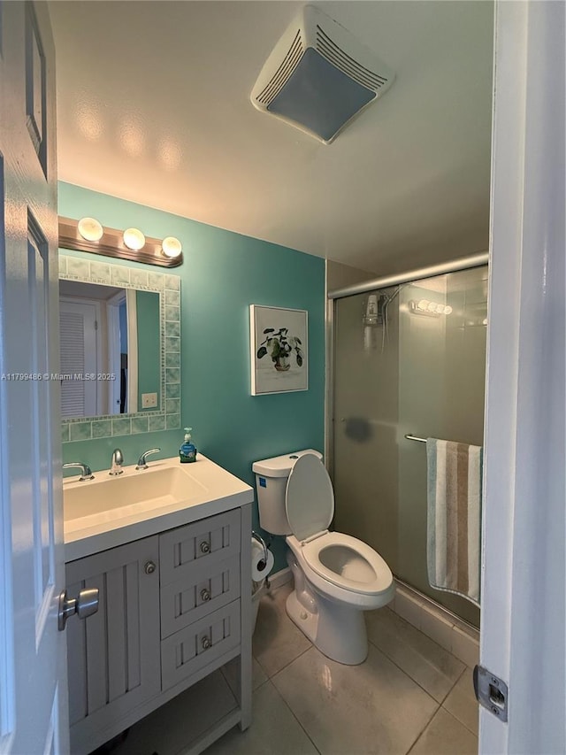400 SE 10th St Unit 214, Deerfield Beach, FL 33441 - full bathroom with a shower stall, toilet, tile patterned flooring, and vanity