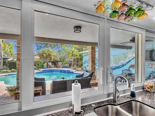 5119 Hayes St, Hollywood, FL 33021 - outdoor pool featuring a sink and a fenced backyard